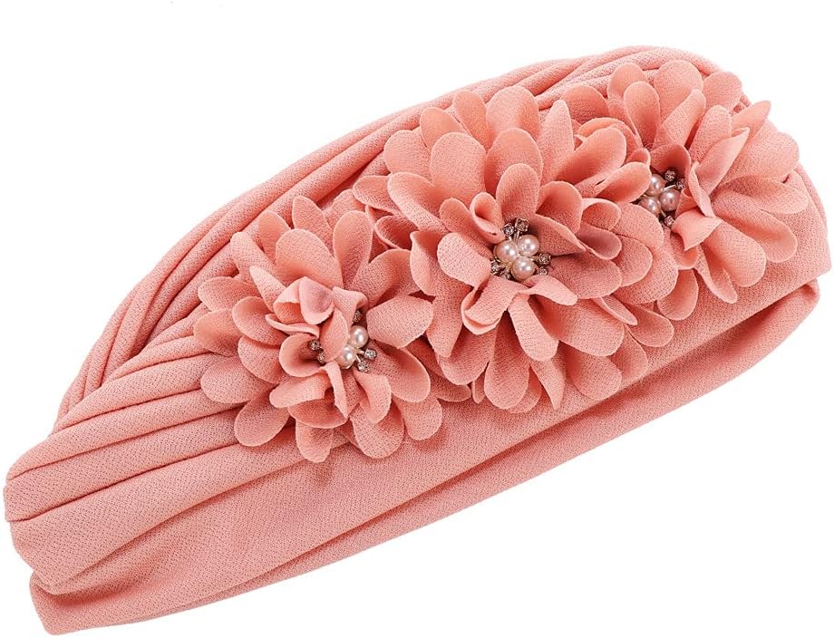 YYAOJHAO Women Flower Turban Hats - Ruffle Pre Tied Headwrap Caps Chemo Beanies Hijab Headscarf for Cancer Patient Hair Loss - Image 5