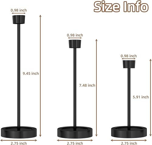 Miniatura 4 de Portavelas negros, juego de 6 portavelas cónicos, portavelas de pilar de metal para centro de mesa, decoración moderna para cena, boda, fiesta,