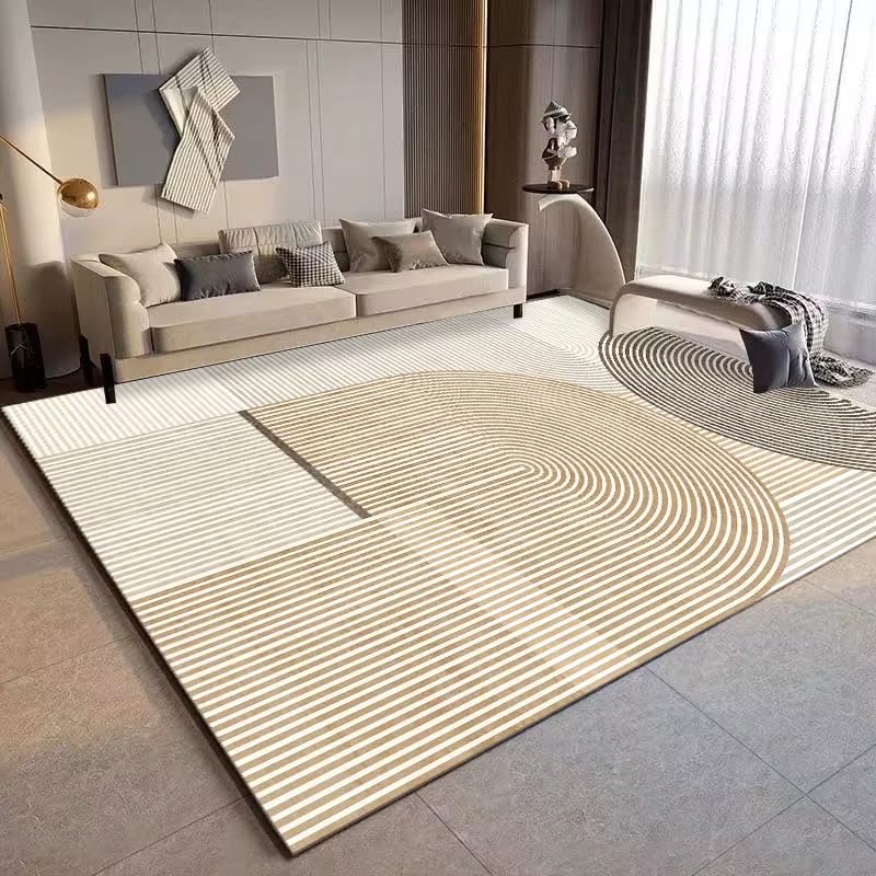 Tapis de sol géométrique 80x160 cm minimaliste et neutre pour salon