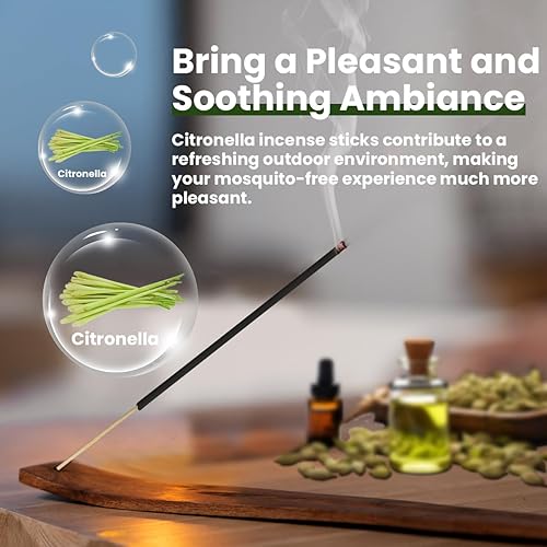 Miniatura 3 de Paquete de 120 varillas repelentes de mosquitos, varillas de incienso de citronela sin Deet, a base de plantas, para uso en interiores y exteriores