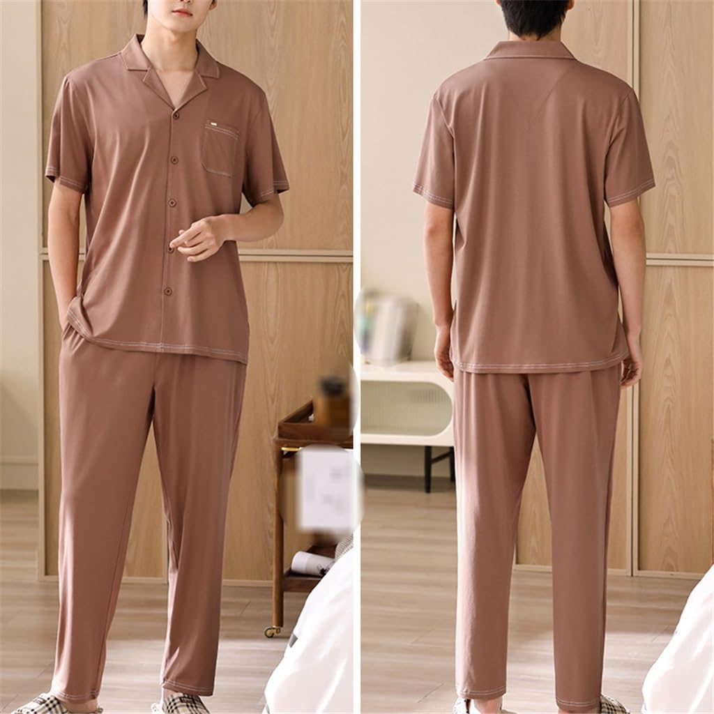 Pajamas Men's Cotton Thin Section Short-sleeved Trousers Cool Sense of Loungewear Suit