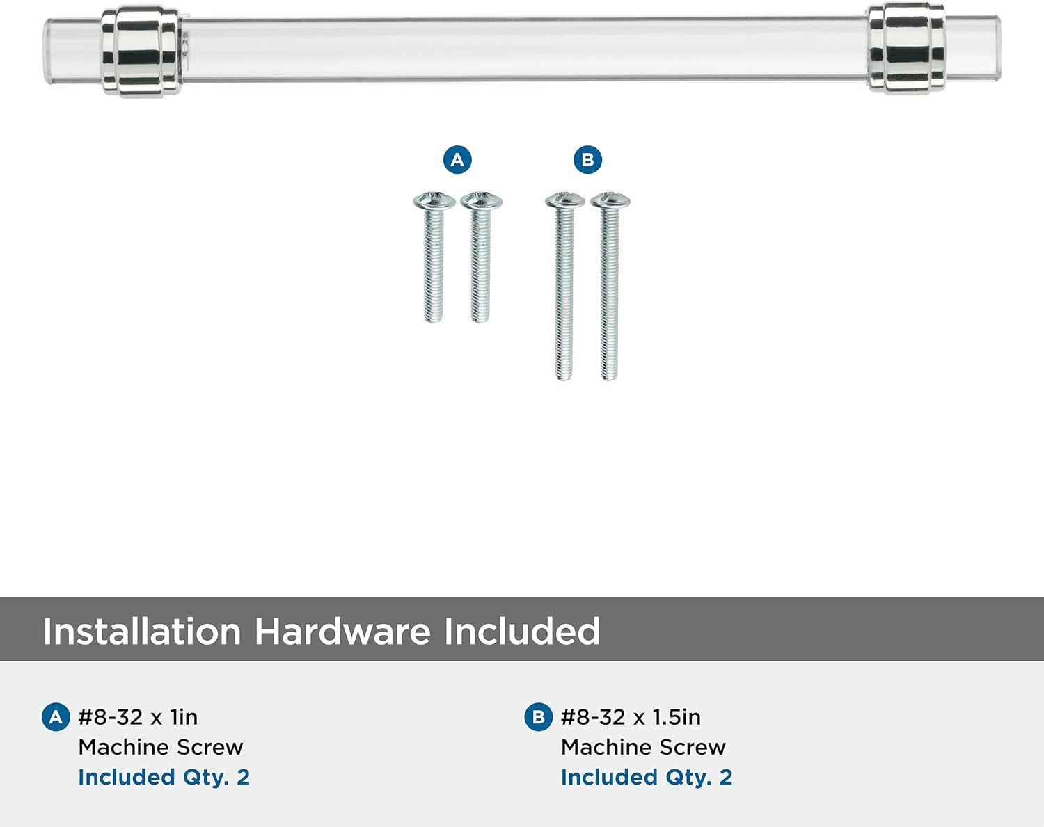 Amerock | Cabinet Pull | Clear/Polished Chrome | 6-5/16 inch (160 mm) Center to Center | Glacio | 1 Pack | Drawer Pull | Drawer Handle | Cabinet Hardware