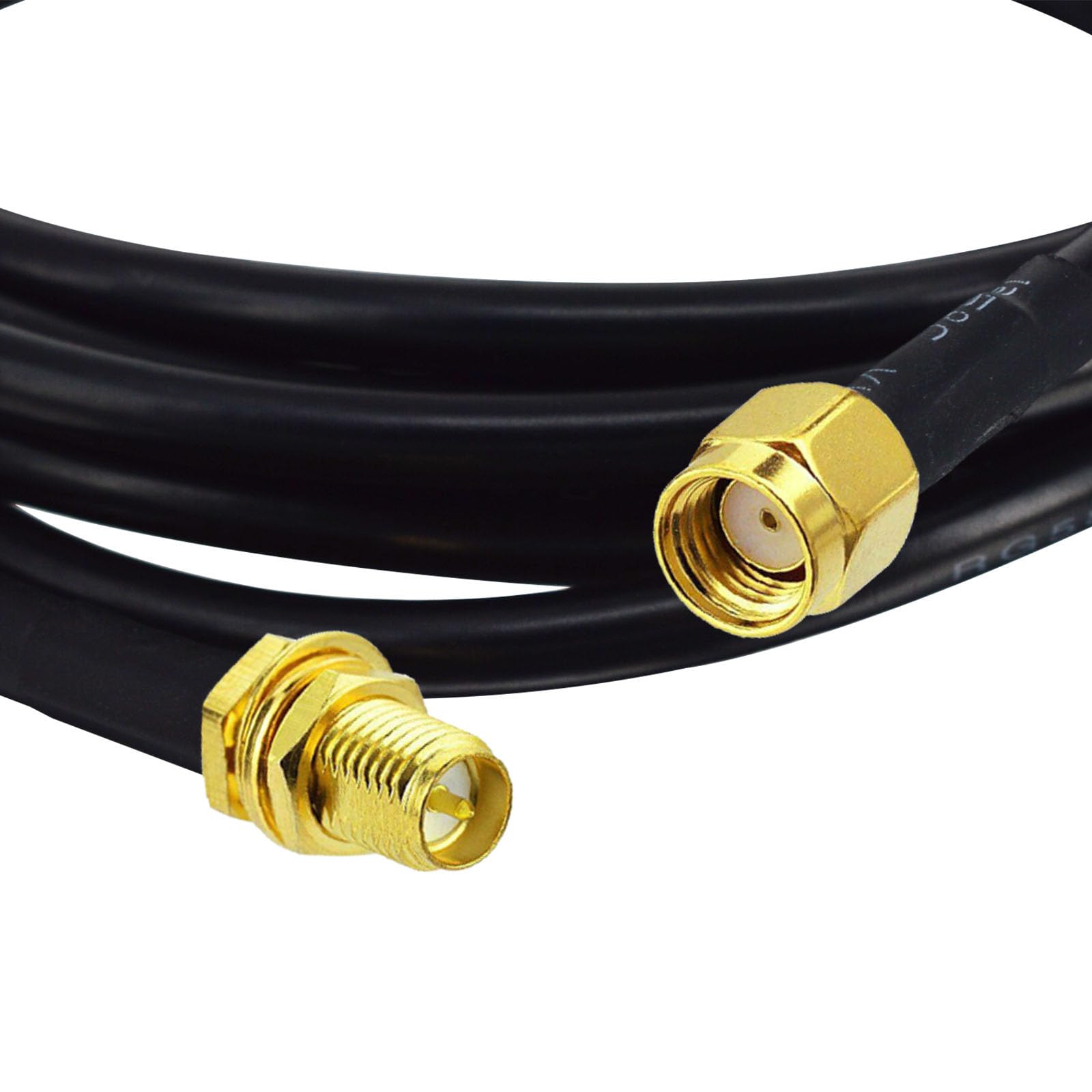 YILIANDUO RP SMA Antenna Extension Cable RP-SMA Male to Female Bulkhead Mount RG58 Coaxial Cable 2M for Wireless Network Card WiFi Adapter WiFi Router IP Camera - Image 2