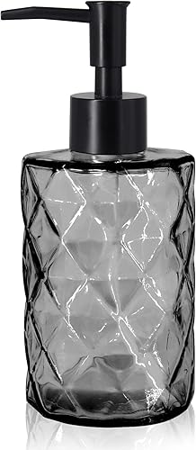 Topsky Dispensador de jabón de vidrio con bomba de plástico, dispensador de jabón líquido de manos de 11.2 fl oz, bomba a prueba de óxido para