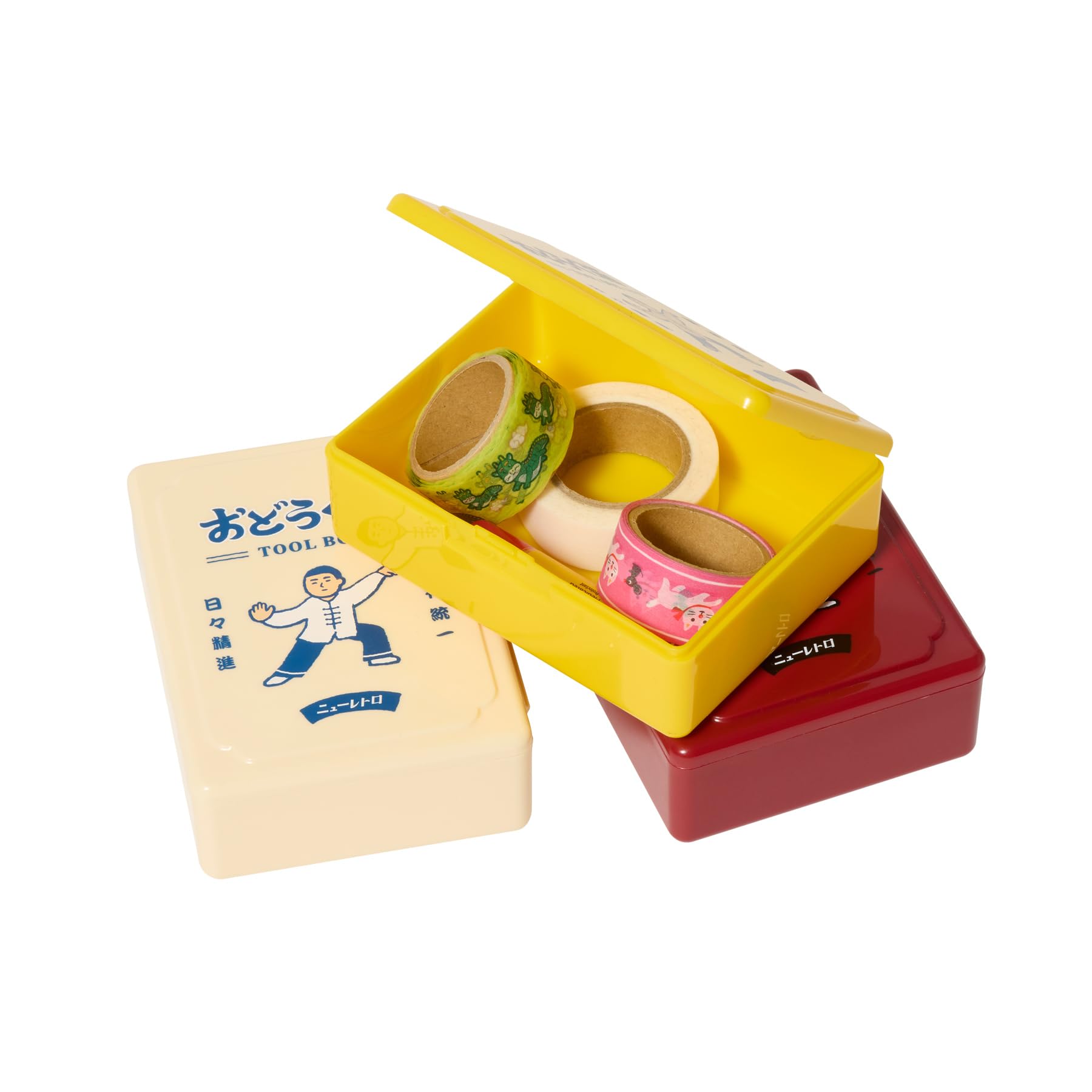 値下げしました　昭和レトロ　NHK テープリールケース　9個セット Amazon.co.jp: ニューレトロ ミニお道具箱（太極拳） (アイボリー