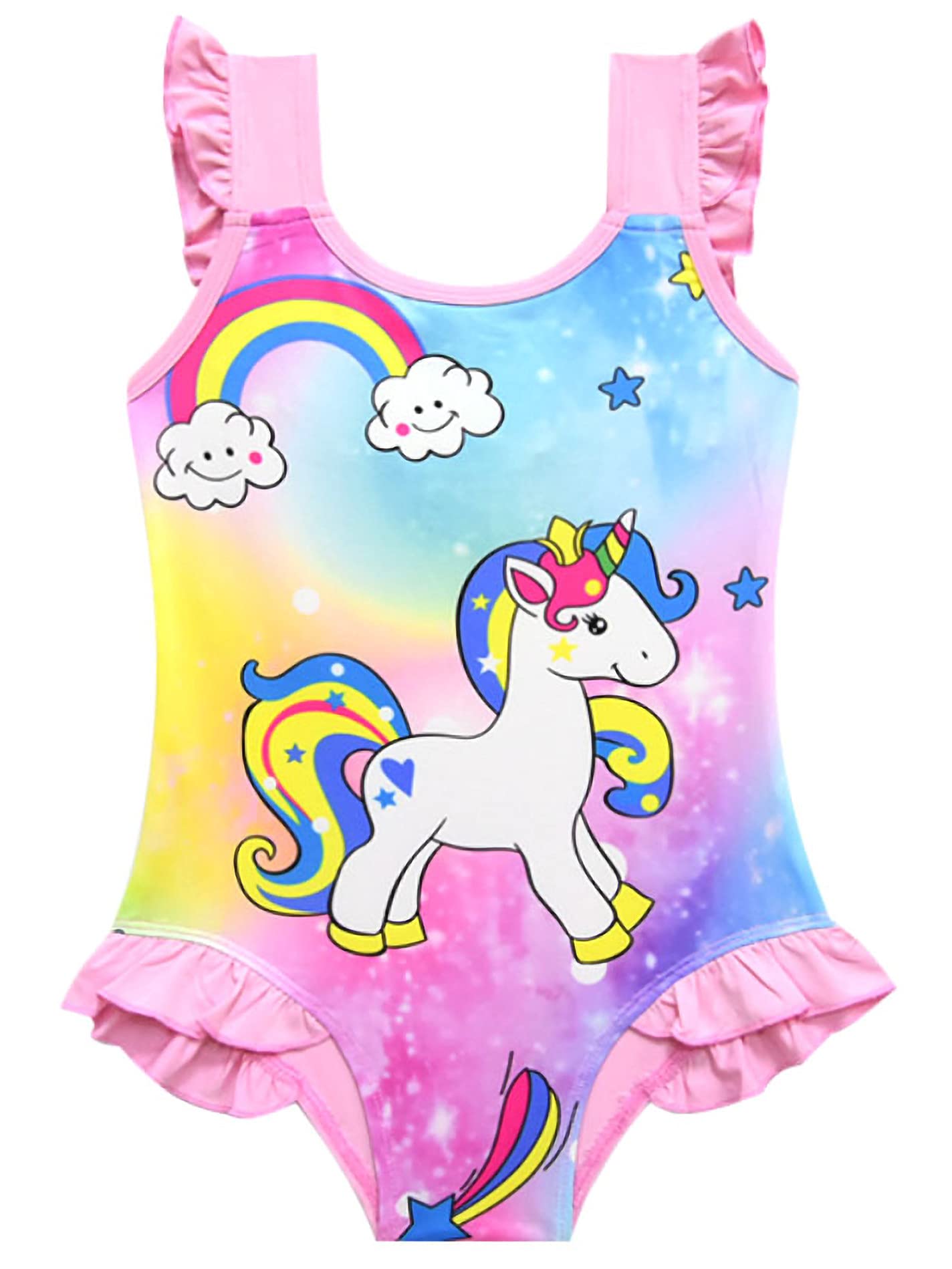 New front Bañador para Niña Trajes de Baño de Una Pieza Unicornios con Volantes Conjunto de Bikini para Piscina Natacion Vacaciones Regalos Niñas Ropa de Baño 3-9 años