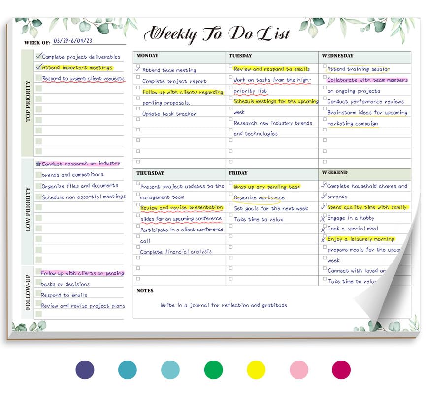 Weekly To Do List Notepad with 52 Tear Off Sheets（8.5"×11"）- Undated Weekly Desk Planner for Women & Man,Work and Home-Serene Green