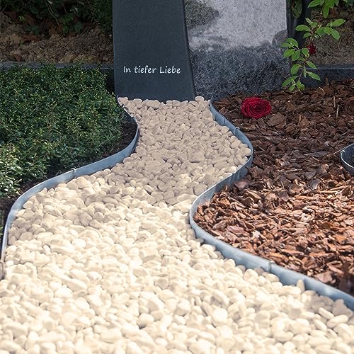 Relaxdays Marmorkies, 5kg, Dekosteine, 25-40mm, Kieselsteine, Gartenkiesel, Beet, Blumentopf, Grab, Zierkies, weiß