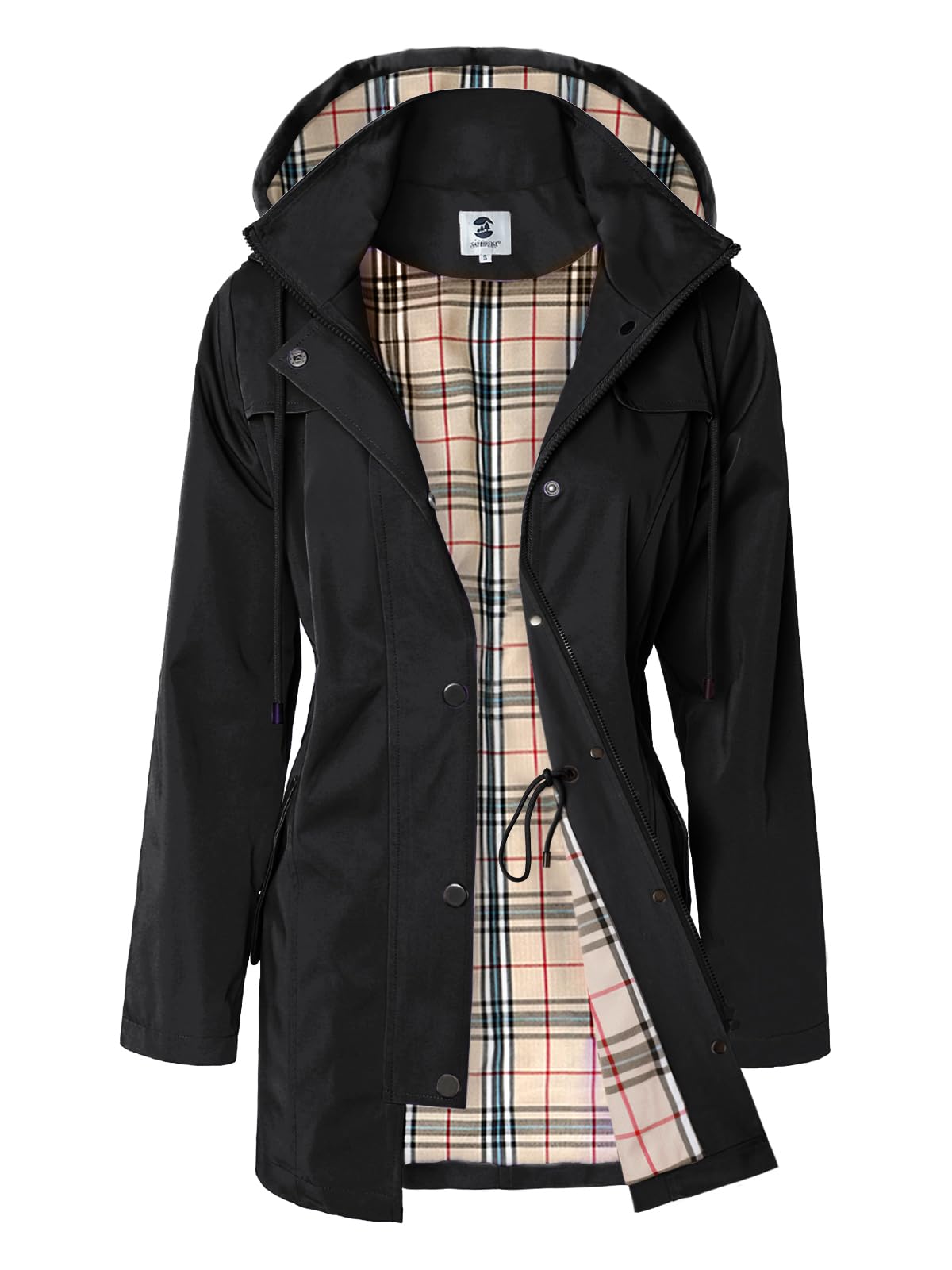 SaphiRose Women's Long Hooded Rain Jacket