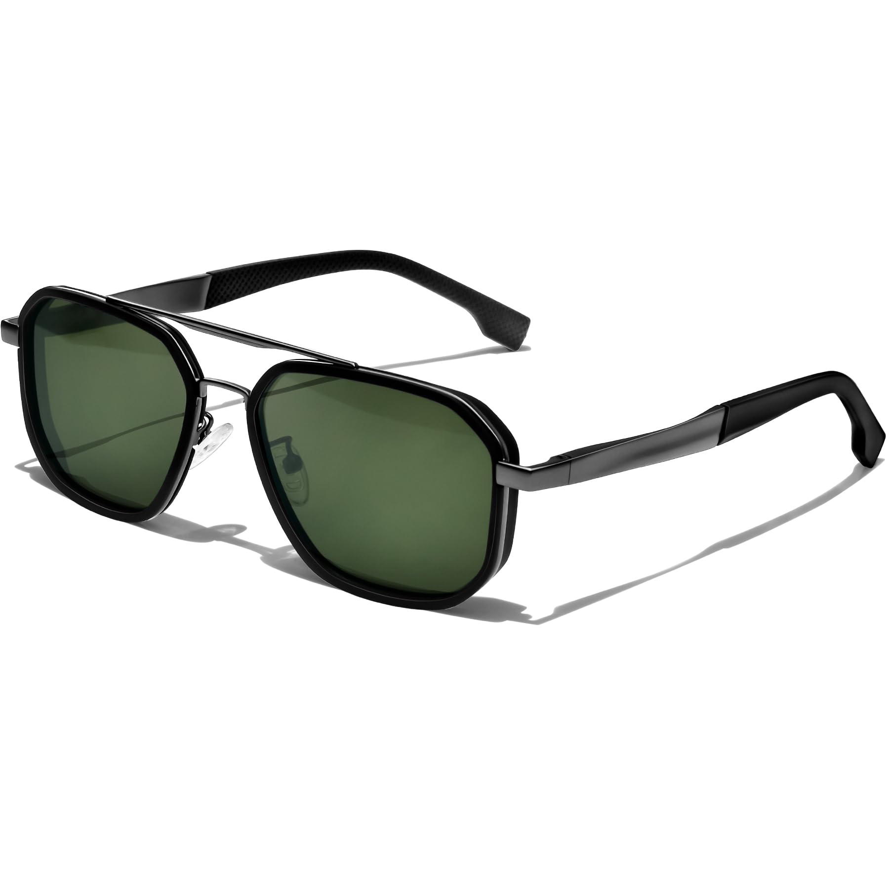 KANASTAL Metal Frame Sunglasses for Men, Polarized Sun Glasses Military Goggles Trendy Large Shades for Mens Big Sunglass Driving Fishing Outdoors UV400 Protection A03 Matte Black Frame G15 Lens Multicolor