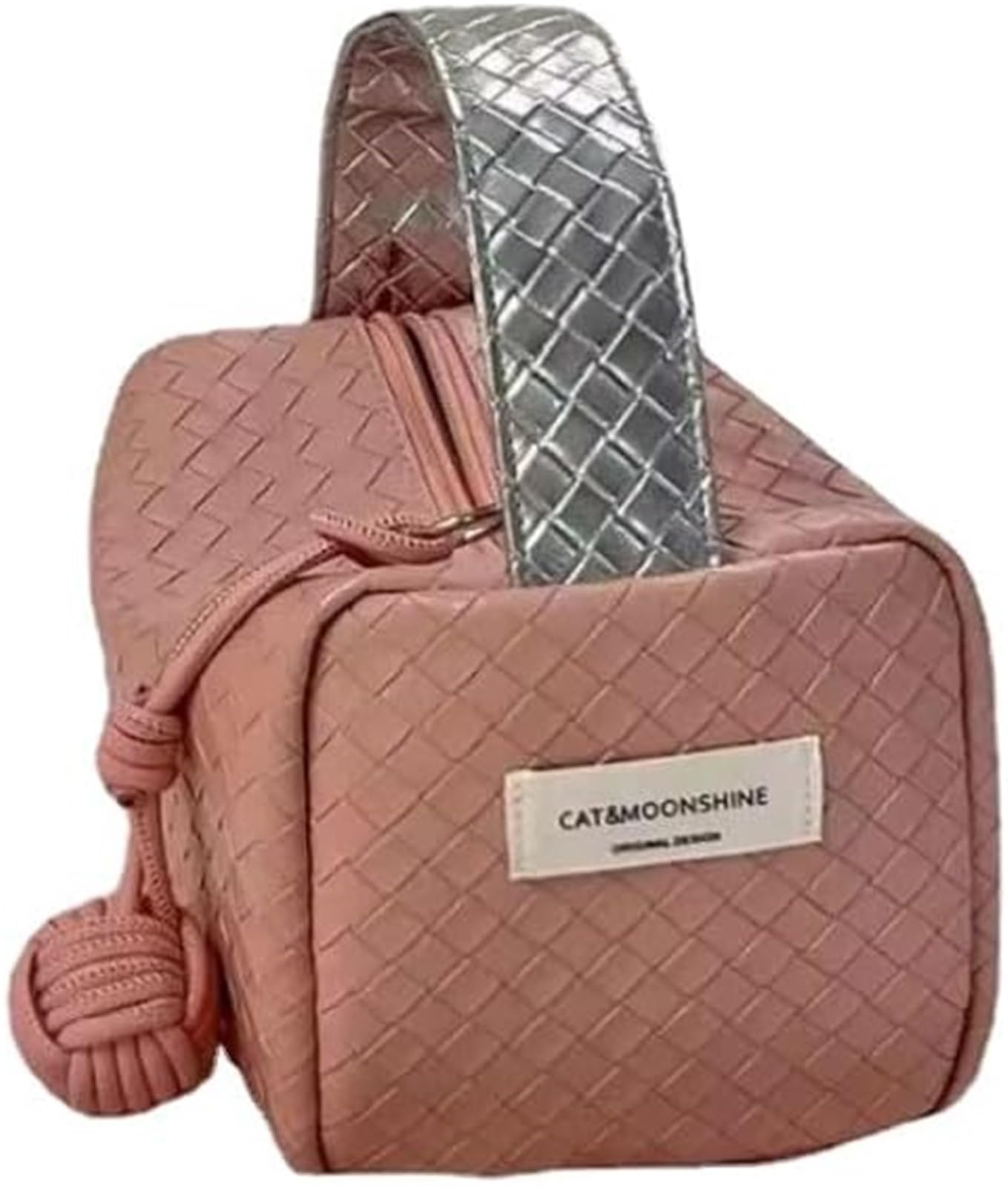 Nuova borsa ortografia colore tessitura tessitura lavaggio piccola borsa portatile trucco organizzazione borse, rosa, Taglia unica