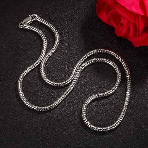 Classic Unisex 925 Sterling Silver Necklace 3-4Mm Round Snake Chain Necklace For Men Women - Party Fine Jewelry - Original Silver Link Necklace 16-17-18-19-20-22-24-26-28-30'' (4Mm Width, 22 Inches) #TOP5