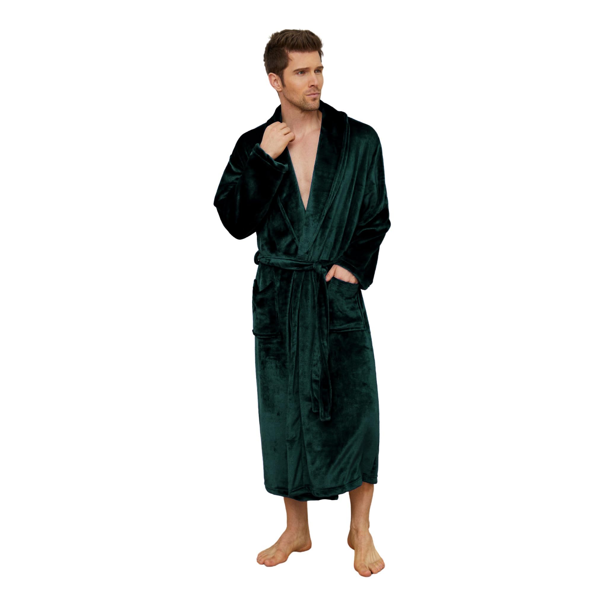 U2SKIIN Mens Fleece Robe Plush Collar Shawl Bathrobe