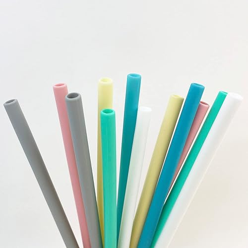 Miniatura 8 de Honfor - Pajitas reutilizables de silicona rectas aptas para lavavajillas, 12 unidades + 2 cepillos limpiadores, vasos de 20 onzas a 32 onzas