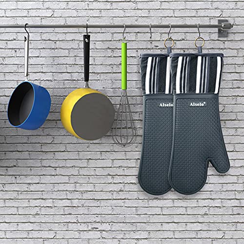 Alselo Silicone Oven Mitts Set, Heat Resistant 550 Degree,7.5"x16" - image 7