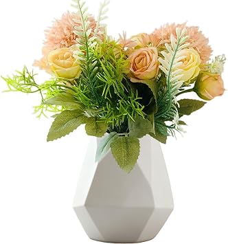 2 Pack Artificial Daisy Mini Bouquet for Rustic Home Wedding Party Garden Shop Decor Faux Florals Farmhouse Tables Window Sills Champagne