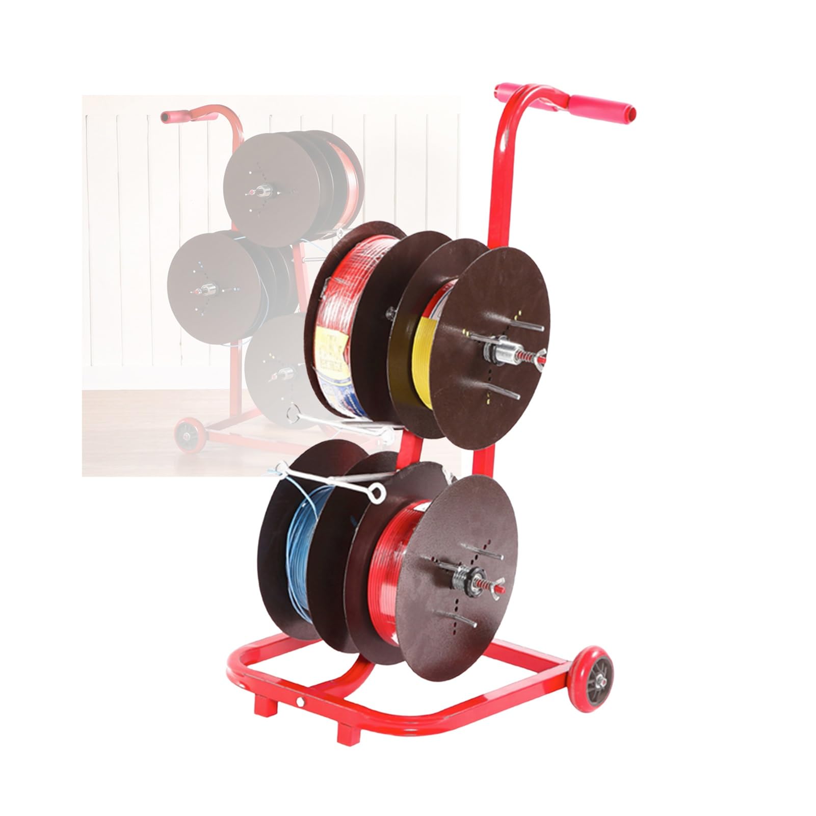 WDSOPK Wire Spool Rack,Transportable Wire Spool Rack Dispenser with 4/6/8 Rods,Multi-Spool Wire Rack Dispenser,for Electrical Industrial (4 Rods Wire)