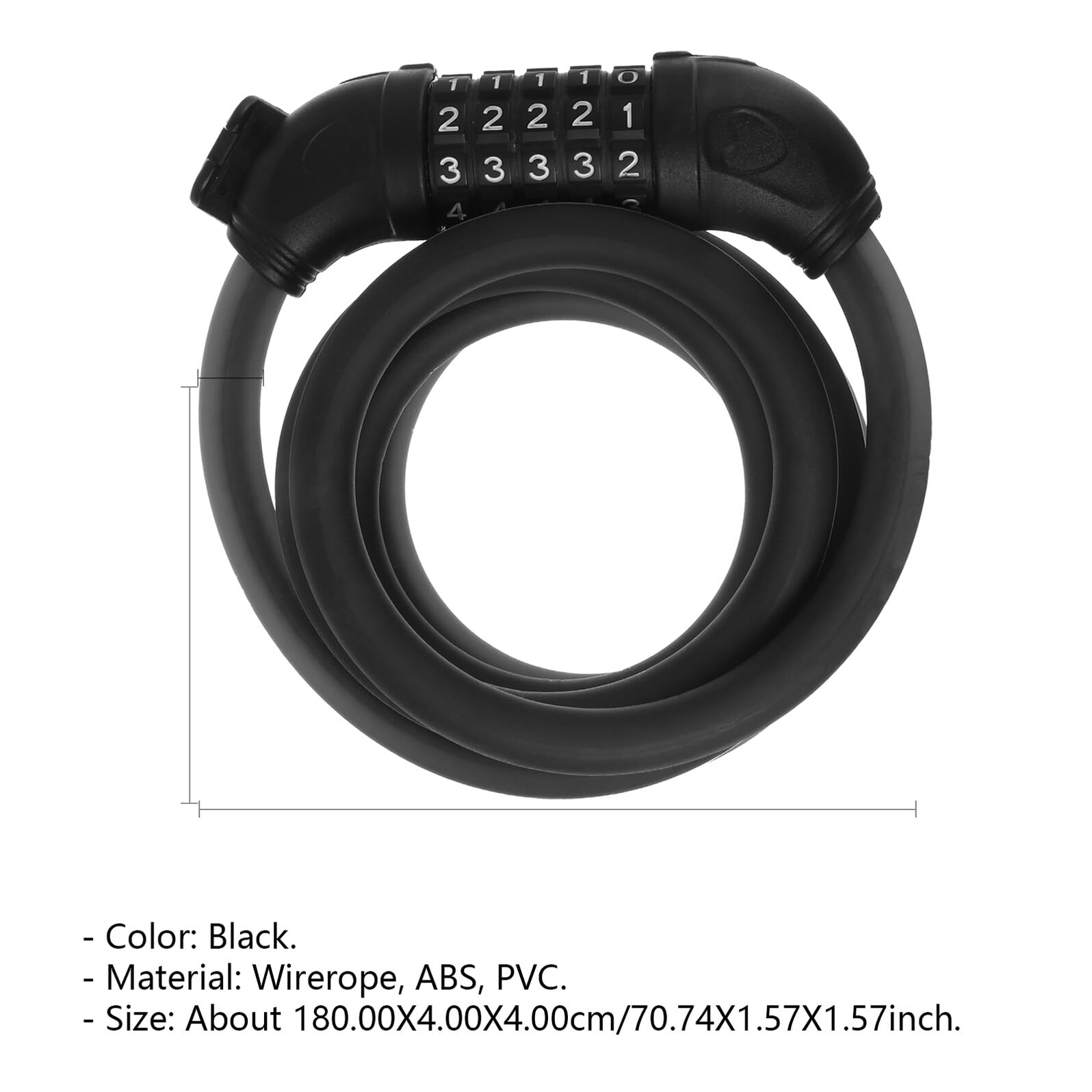 Lucchetto Bici con Combinazione Antifurto Flessibile in Rivestito Chiave Resistente Taglio Accessorio Sicurezza per Bicicletta Bike