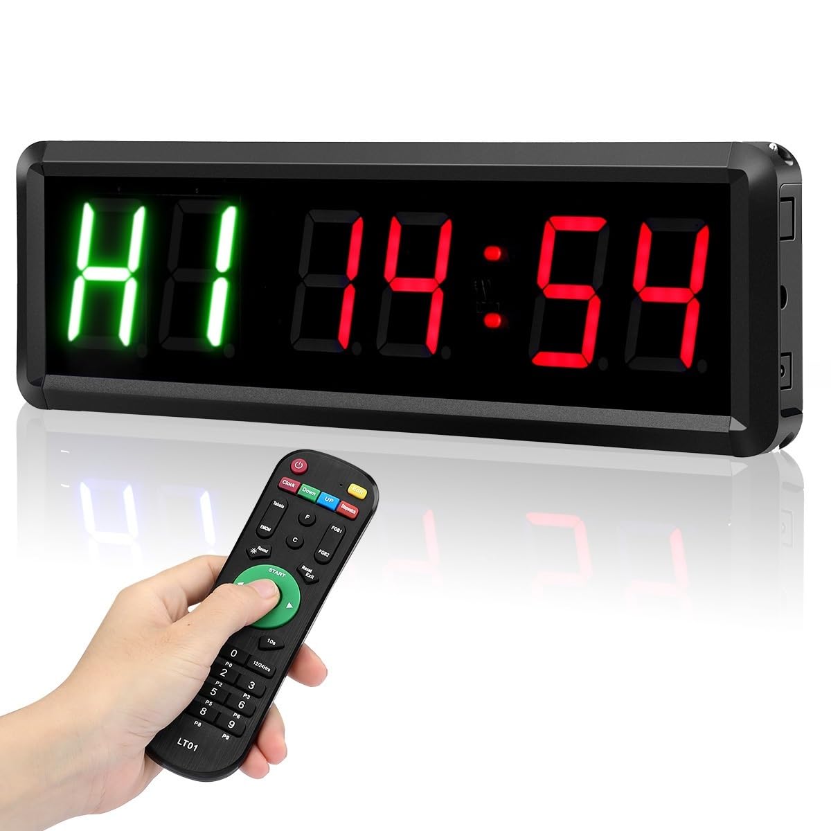 CVFRDD LED Countdown Clock, 1.5inch Progmable Remote Control LED Timer Interval Gara Sports Training Clock Gym