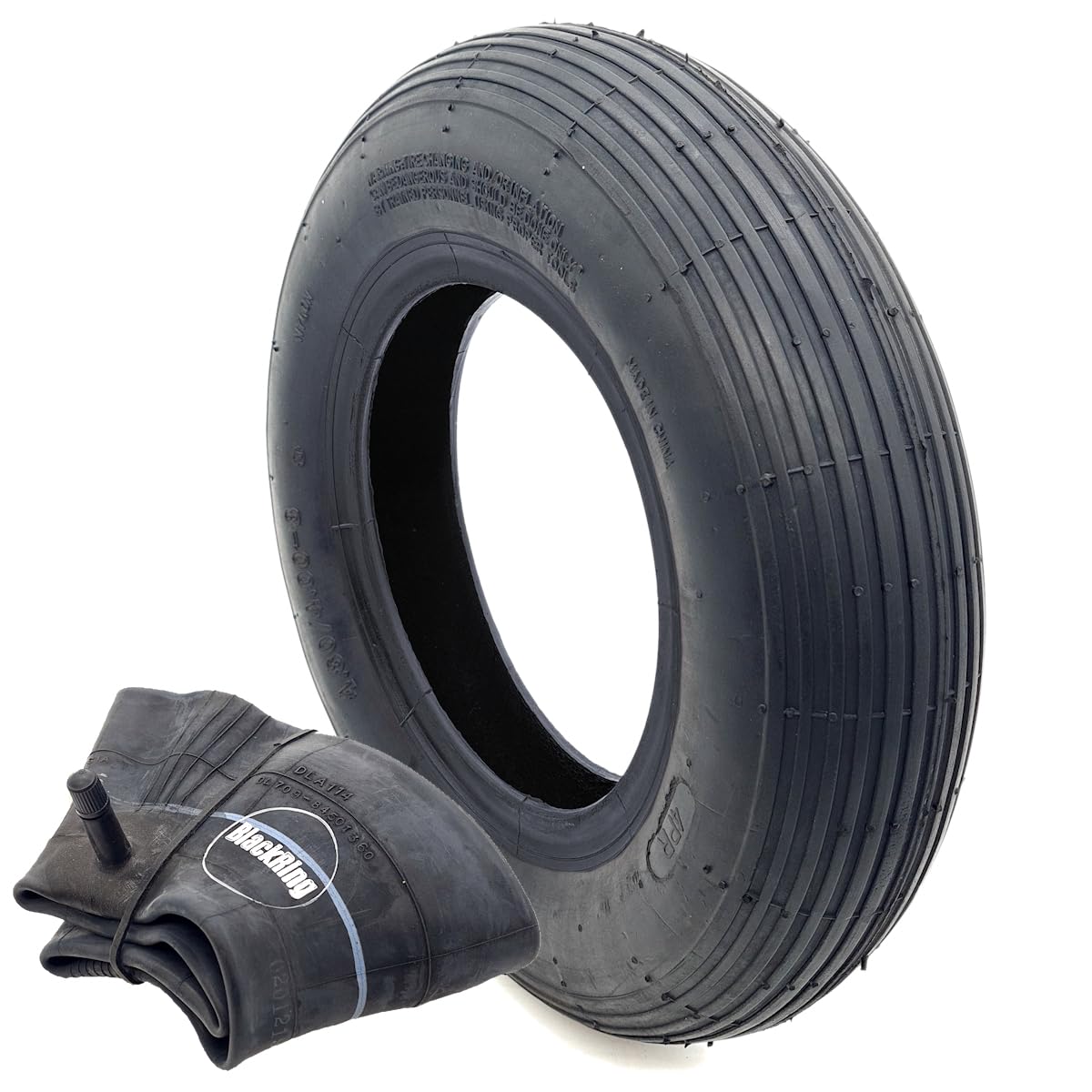 Blackring Black 4.80/4.00-8 Wheelbarrow Tyre Rib Tread Pattern