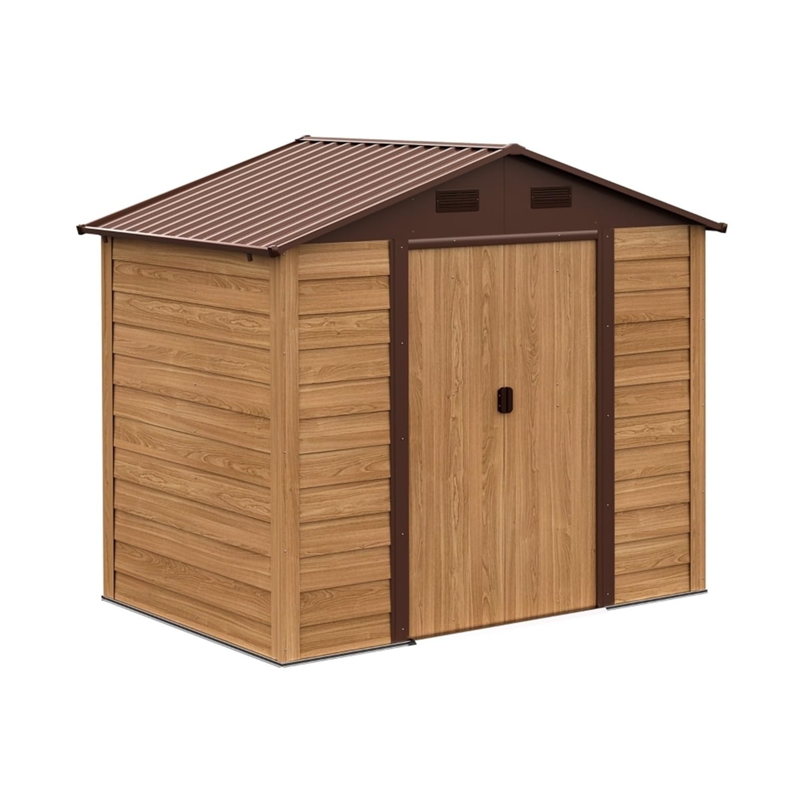 مبيت تخزين خارجي سقيفة تخزين معدنية خارجية بأبواب مزدوجة وأربعة فتحات تهوية لأثاث الفناء، بني حظائر التخزين