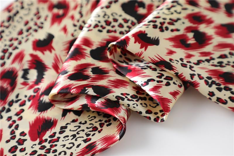 Women Leopard Square-Scarves Satin-Silk-Feeling Polyester-Scarf 23x23 Inches for Handbags/Neck/Head/Wrist Decor4