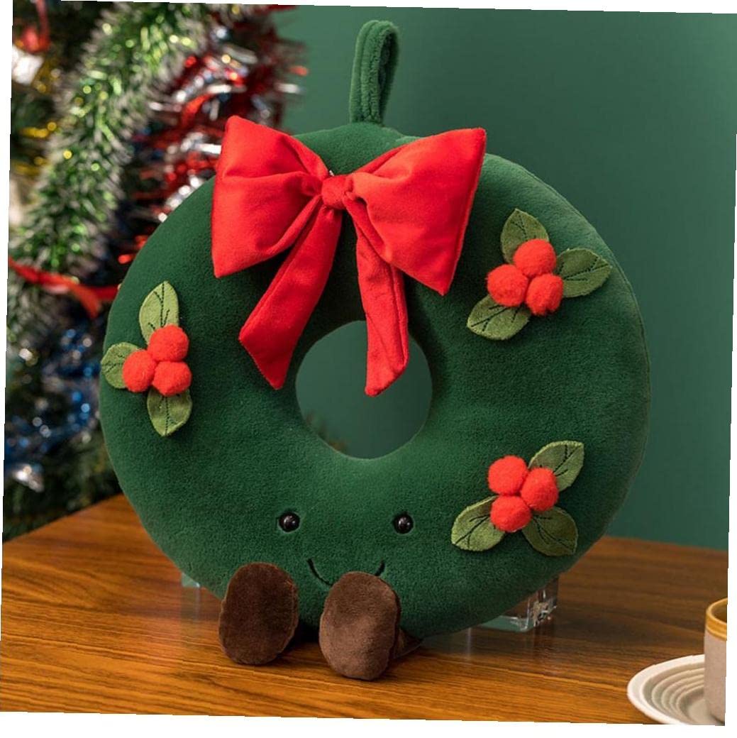 クリスマスのぬいぐるみのぬいぐるみ 子供のためのクリスマスリースの形の豪華な人形 家のクリスマス枕の飾り おもちゃ