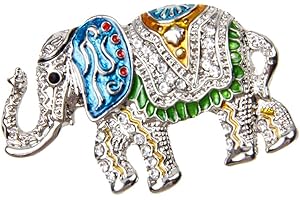 MonkeyJack Antique Silver Alloy Crystal Rhinestone Enamel Elephant Pin Brooch