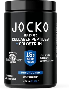 Jocko Fuel Collagen Powder with Colostrum 15g Hydrolyzed Collagen + 2g First-Milking Colostrum Dual Action for Gut Health, Joint Support, and Immune Defense Recovery Supplement 30 Servings