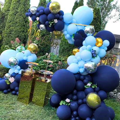 Image of Light Blue Balloon 110pcs, 12 Inch Thickened Latex Party Balloons Helium Bright Color for Birthday Baby Shower Wedding Party Supplies Arch Garland Decoration