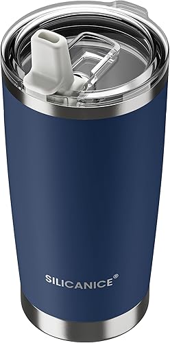 Miniatura 23 de Vaso de café de 20 onzas, taza de café de viaje de acero inoxidable de doble pared con tapa deslizante extraíble, sin BPA, compatible con portavasos