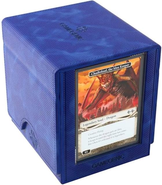 Gamegenic Sidekick Pro 100+ XL Boîte à Deck convertible - Stockage de cartes Premium avec UV Étui à diapositives protégé, Tiroir à jetons supplémentaire, Fermeture magnétique, Bleu, 74.57 Cubiques