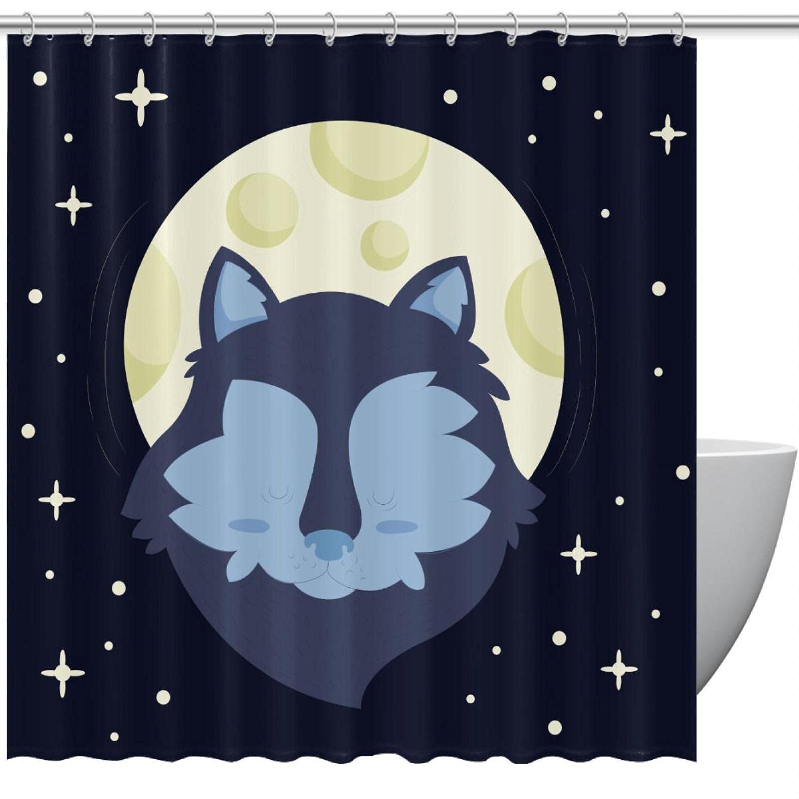 Rideau de douche loup étanche 168x183 pour éviter les éclaboussures