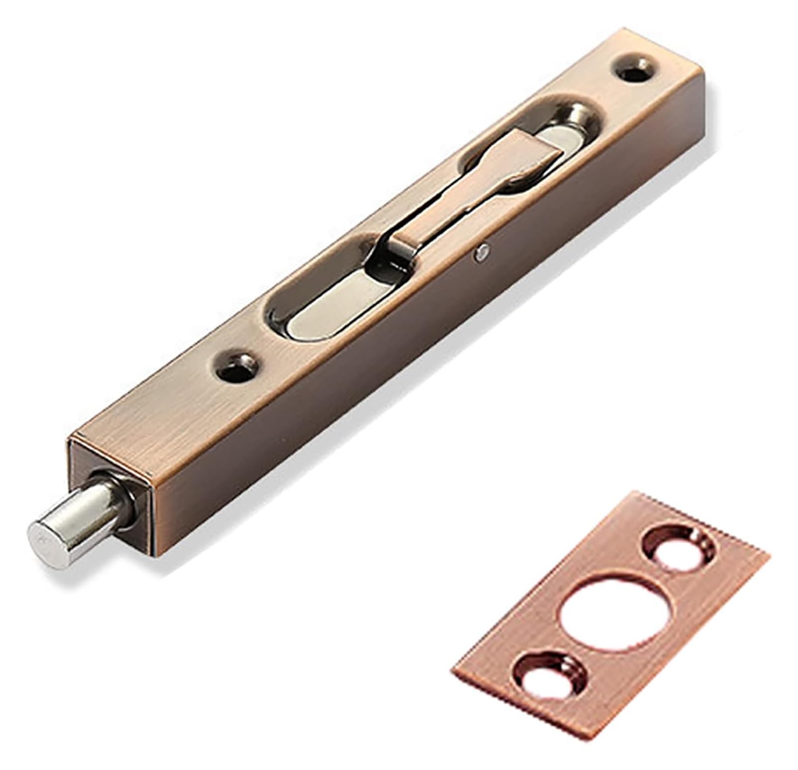 Door Latch， Stainless Steel Flush Bolt Lock Multicolor 6-18in for French Composite Wooden Doors(Red Patina,18in)