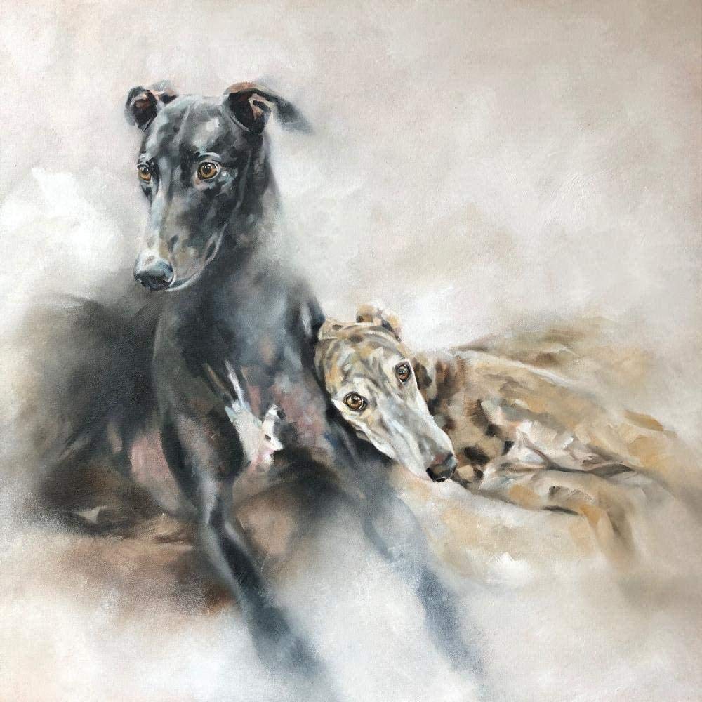 ZKAIAR Paint by Numbers DIY Whippet dog DIY Painting by Number Kits Oil Paint Drawing Canvas Home Decor Gift-40x50 cm without frame