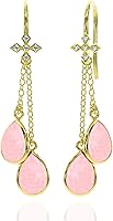 Vista 11 de Aretes largos de oro vermeil de 18 quilates para mujer, cadena de cable de cristal, delicada piedra natal, joyería hipoalergénica para regalos