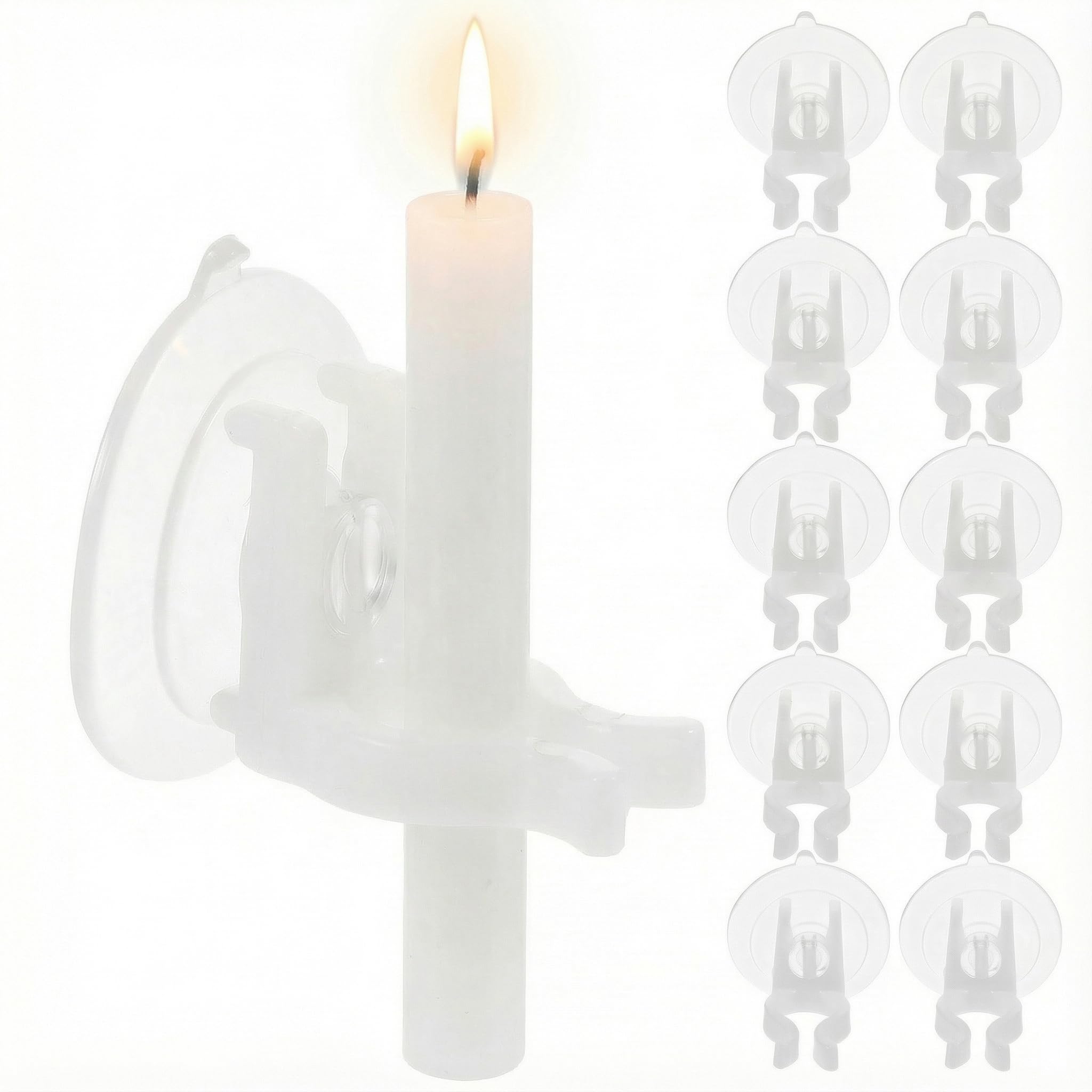 PRETYZOOM 12Pcs Window Candle Holders with Strong Suction Cup - Christmas Secure Flameless for Electric Candles - Transparent PVC Clamps for DIY,
