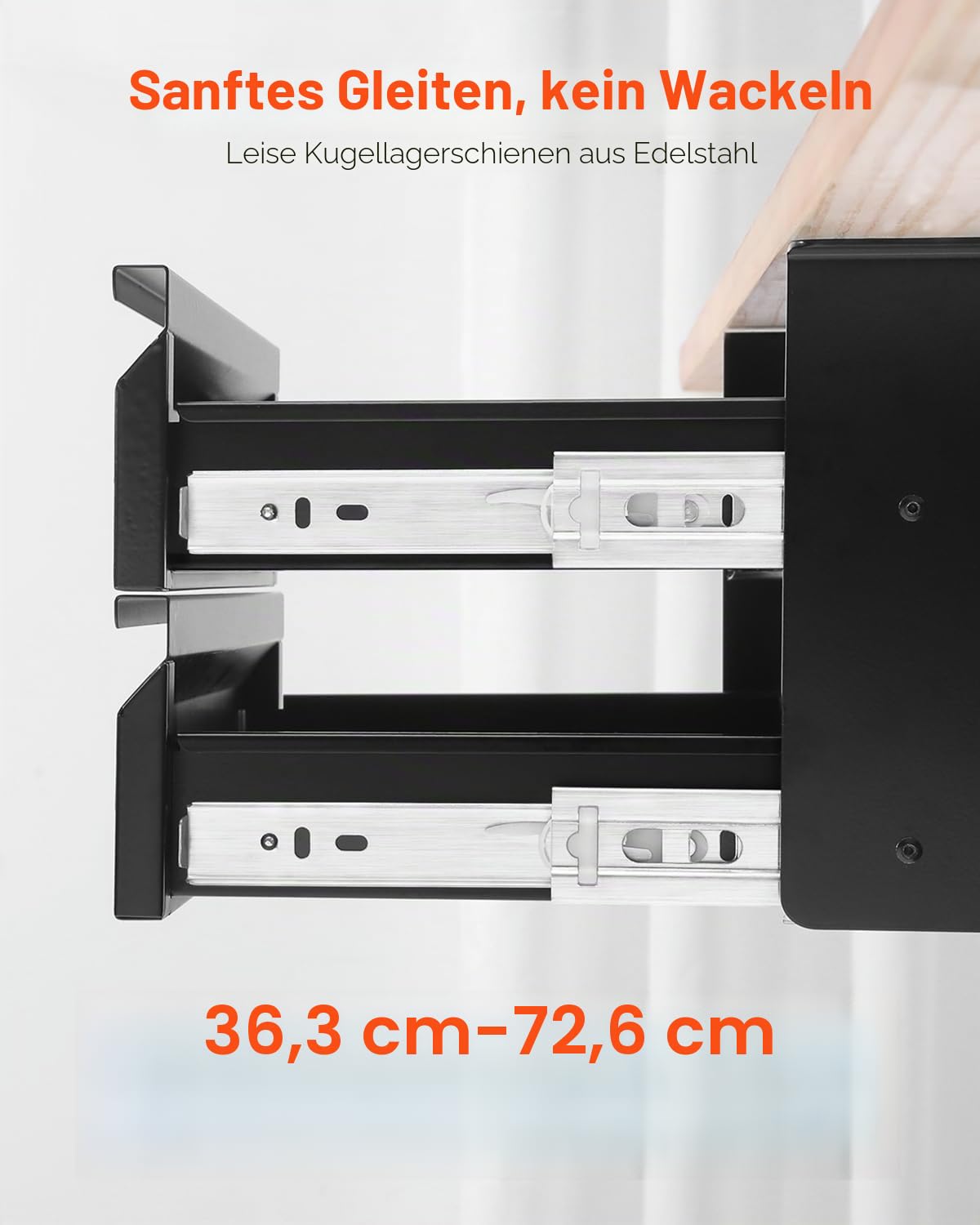 VEVOR Untertisch Schublade 457x227x200mm, Unterbau Schreibtisch, versteckter 2-lagiger Aufbewahrungs-Organizer, Bleistiftschublade unter dem Tisch für Sitz-Steh-Arbeitsplätze zu Hause