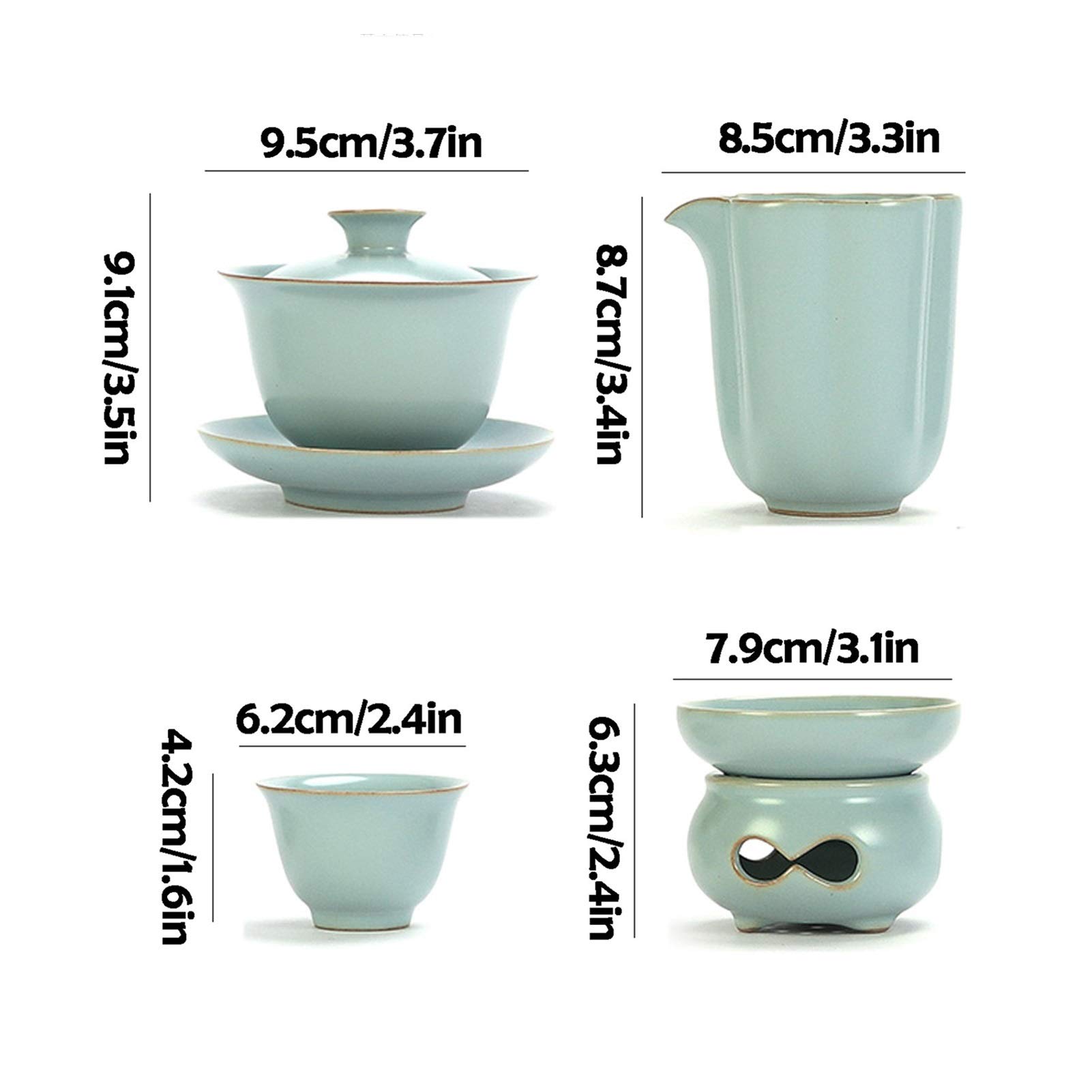 Ceramiczny zestaw czajniczek do herbaty z 6 filiżankami i sitkiem - tradycyjny chiński zestaw do herbaty do domowego parzenia