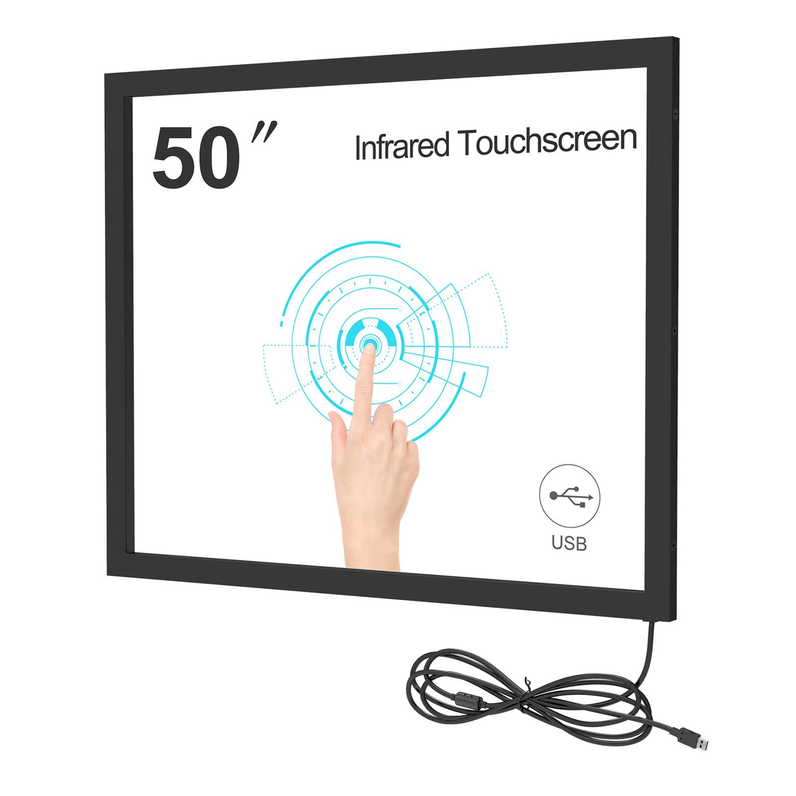 Asixxsix Infrarot-Touch-Rahmen, Interaktives USB-Plug-and-Play-IR-Touchscreen-Overlay mit Intelligenter Automatischer Kalibrierung für Touch-Whiteboards, Digital Signage-Kioske, (50 Zoll)