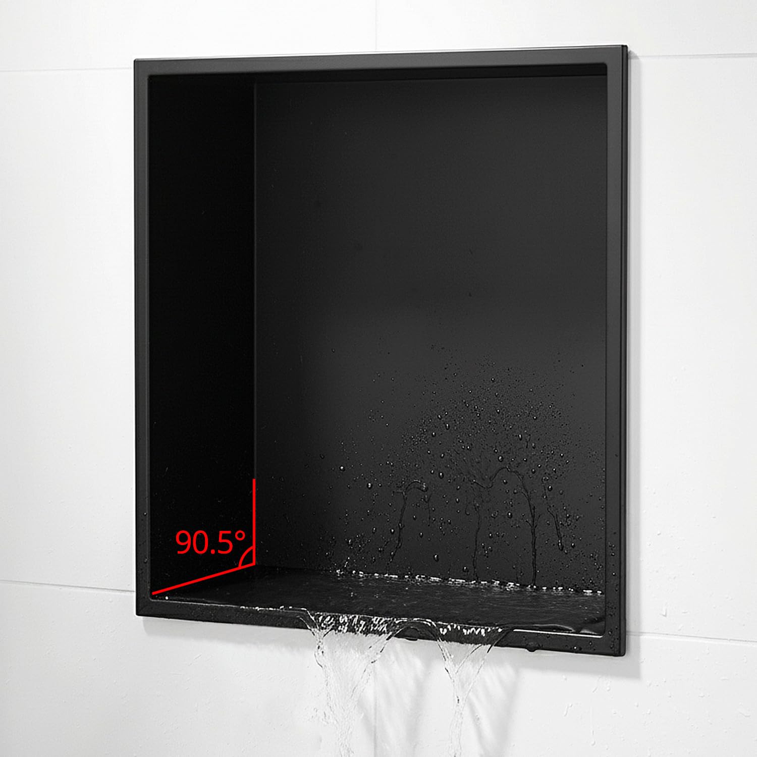QWORK® Nicho de Ducha Empotrado de Acero Inoxidable 304, Moldura de Una Pieza, para Artículos de Tocador, Negro Mate, 32x32x12,5 cm