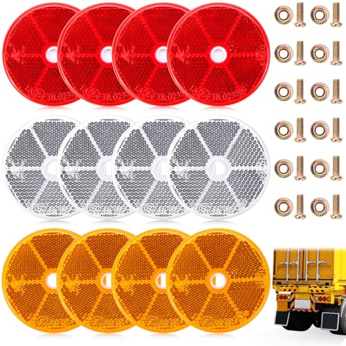 BANTI Speichenreflektoren Katzenaugen Fahrrad Reflektoren Set 12 Stück Reflektor Rückstrahler für Speichen Fahrradspeichen Fahrradreflektoren Speiche Sicherheit für Mountainbike Rennrad (Runden)