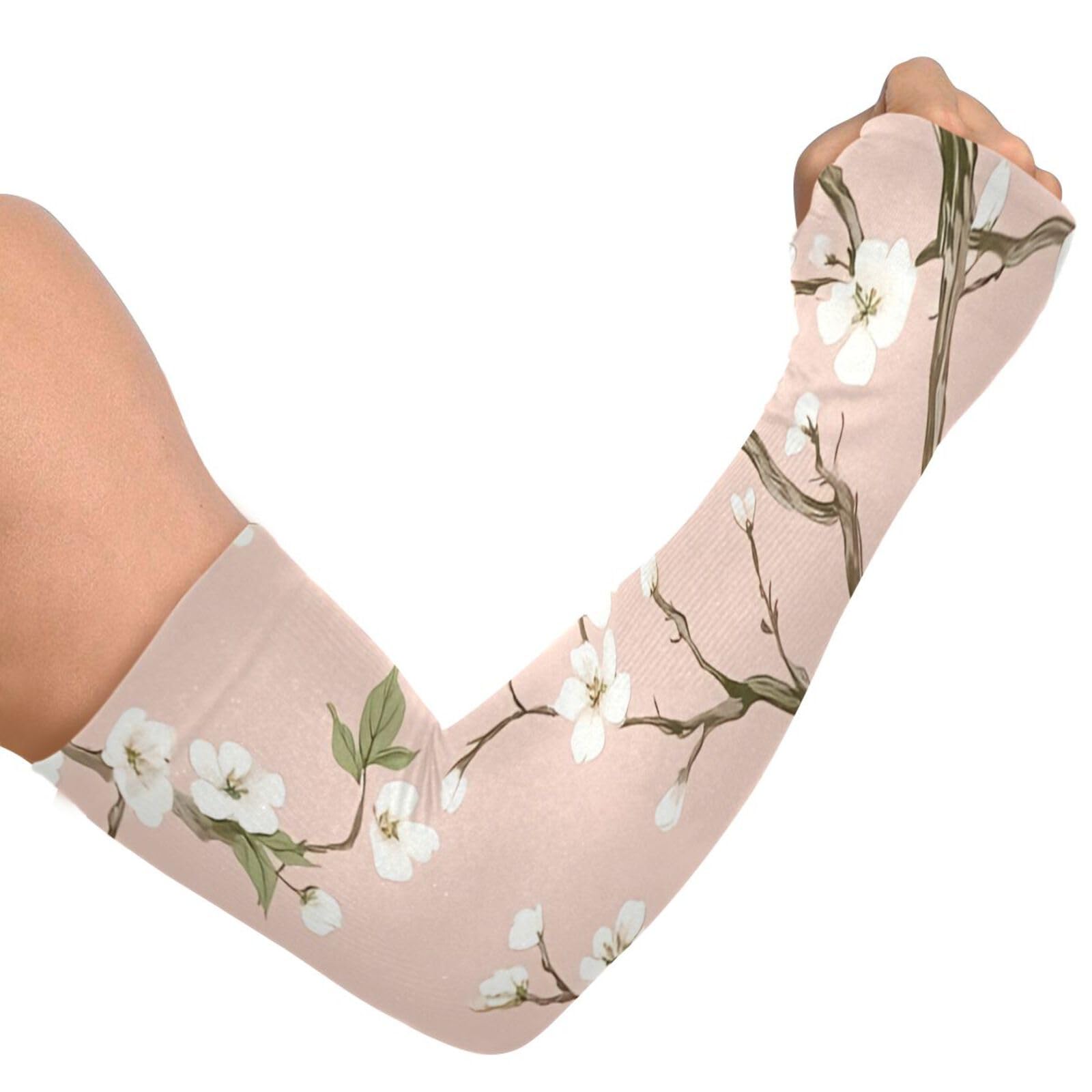 PaChyLuu Small Flowers UV Sun Protection Arm Sleeves Cooling Compression Arm Sleeves with Thumb Hole for Men Women Golf Volleyball