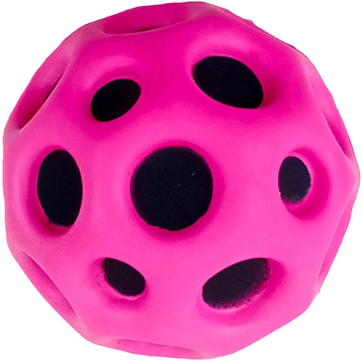 SquarezhenBo 1Pc Hot Pink Space Ball, Bounce Ball Toy, Moon Balls with Extremely High Bounce, High Resilience Foam Hole Balls, Mini Bouncing Toy for Pets and Kids Party Gift, Calisthenics and Ability