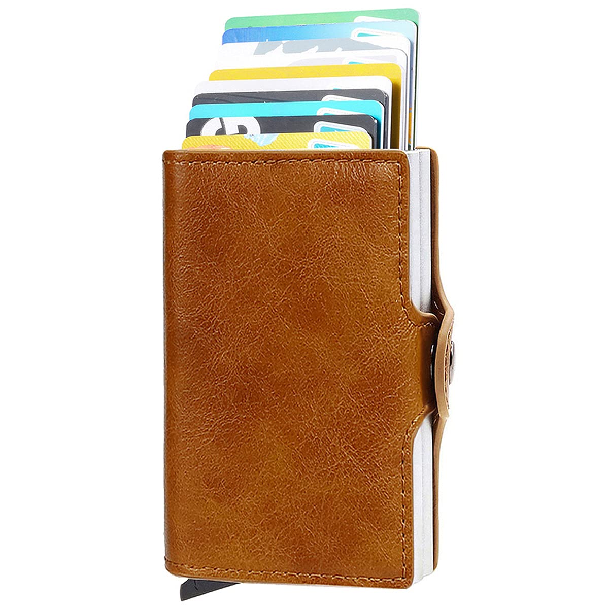 YWHBK Card Holder, Men Credit Card Holder, Slim Card Case Front Pocket Anti-theft-RFID Auto Pop up Travel Thin Wallets for Men