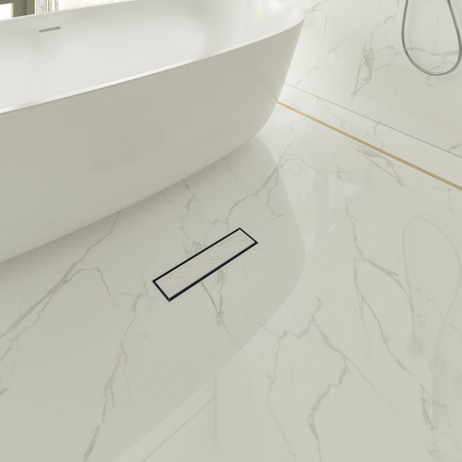 Drenaje lineal de ducha | Desagüe de ducha de acero inoxidable SUS 304 de 12 pulgadas | Drenaje lineal con panel de inserción de azulejos 2 en 1 y pies ajustables | Drenaje de suelo en cocina