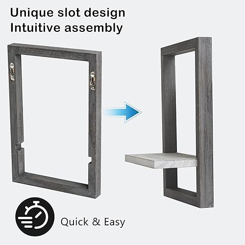 Miniatura 5 de idee-home Estantes flotantes cuadrados para pared, decoración del hogar, estantes flotantes cuadrados de madera, juego de 4, estantes colgantes de