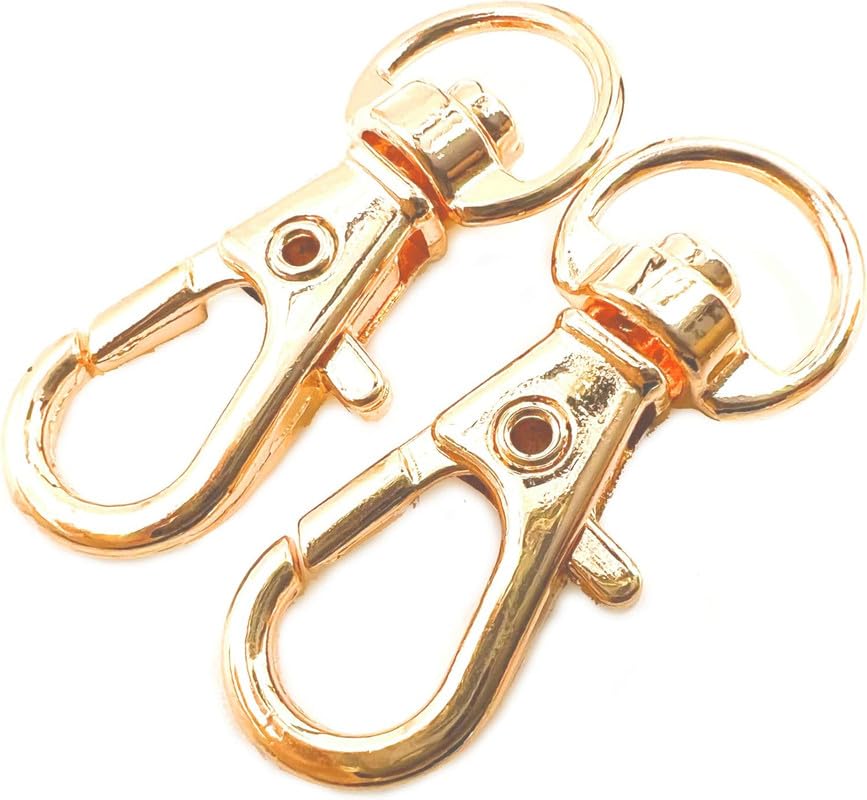 EVALUEMART 10 Pack - Metal Lobster Claw Clasps - Wide 1/2 Inch D Ring - 360 Swivel Clips Trigger Snap Hooks Lanyard Keychain by Specialist ID - Golden-picture-12