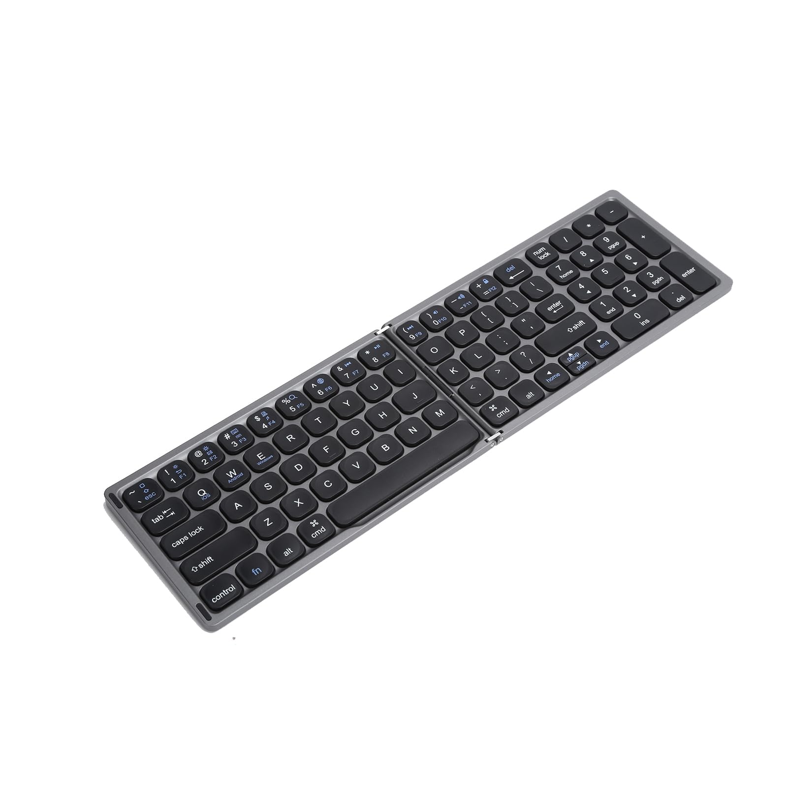 Tastiera Bluetooth Pieghevole, Tastiera Portatile Wireless Ultra Sottile di Dimensioni Standard con Tastierino Numerico Indipendente, Ideale per Tablet Smartphone IOS W (Grigio Ferro)