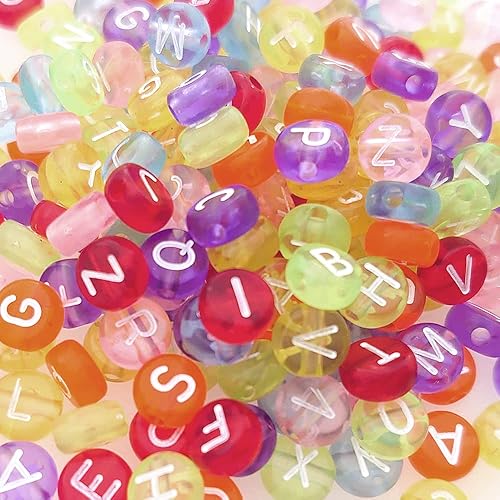 Vista 84 de Más de 500 cuentas redondas blancas de letras del alfabeto acrílico de 0.157 x 0.276 pulgadas de la A a la Z, cuentas sueltas para manualidades
